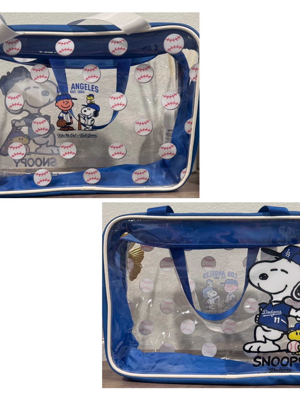 Los Angeles Dodgers x Snoopy Clear Tote Bag - Blue